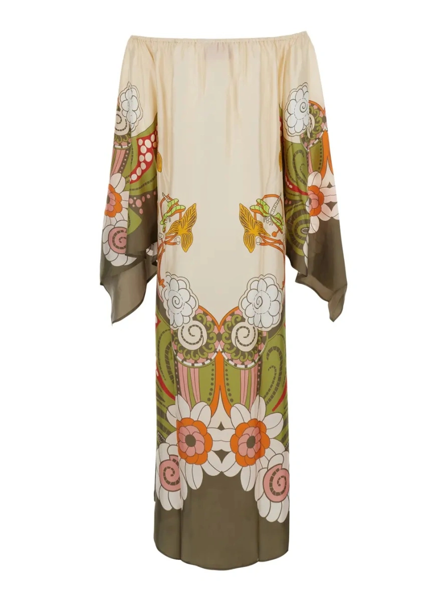 Rochie lunga La DoubleJ multicolora din matase - Img 2
