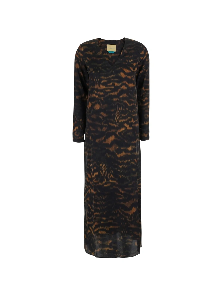 Rochie lunga MOMONÌ multicolor din matase - Img 6