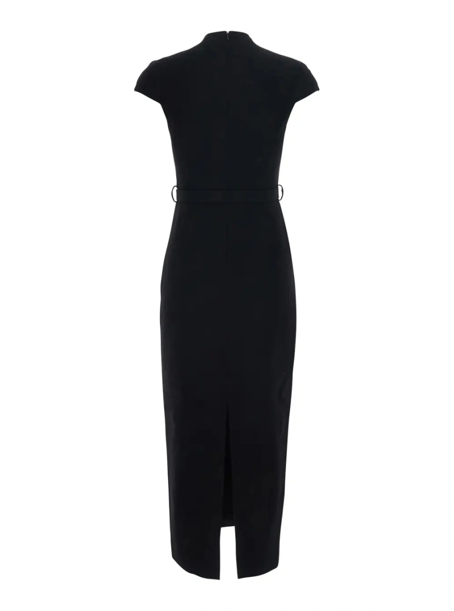 Rochie lunga Self-Portrait neagra din lana - Img 2