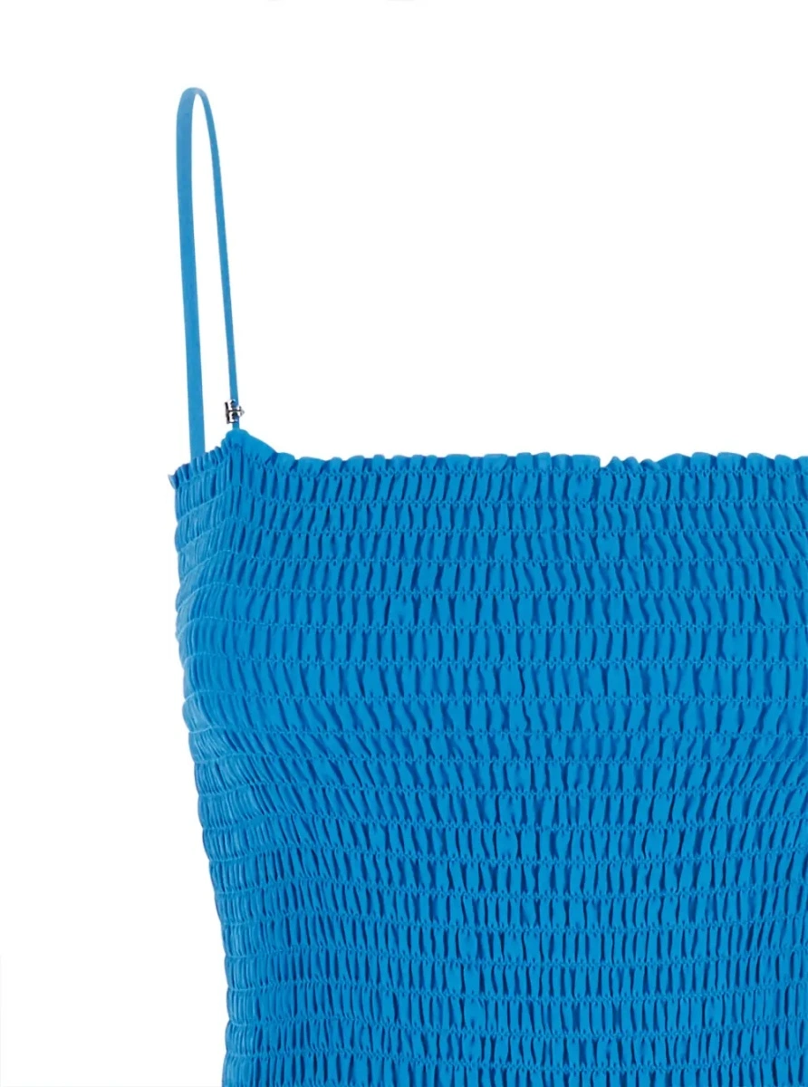 Rochie lunga Tory Burch albastra din matase si bumbac - Img 3