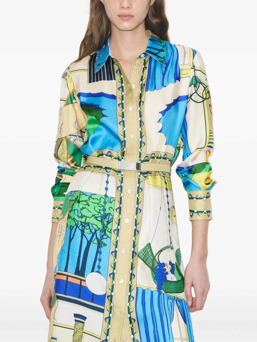Rochie lunga Tory Burch multicolor din matase - Img 5