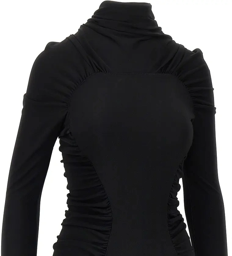 Rochie lunga Victoria Beckham neagra din jerse crep - Img 2