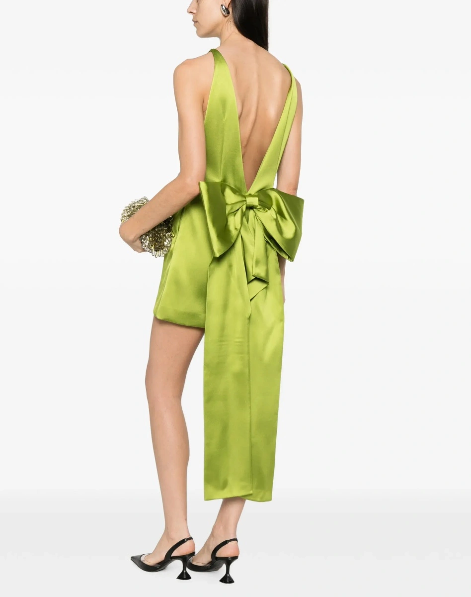 Rochie Self-Portrait verde din satin - Img 4
