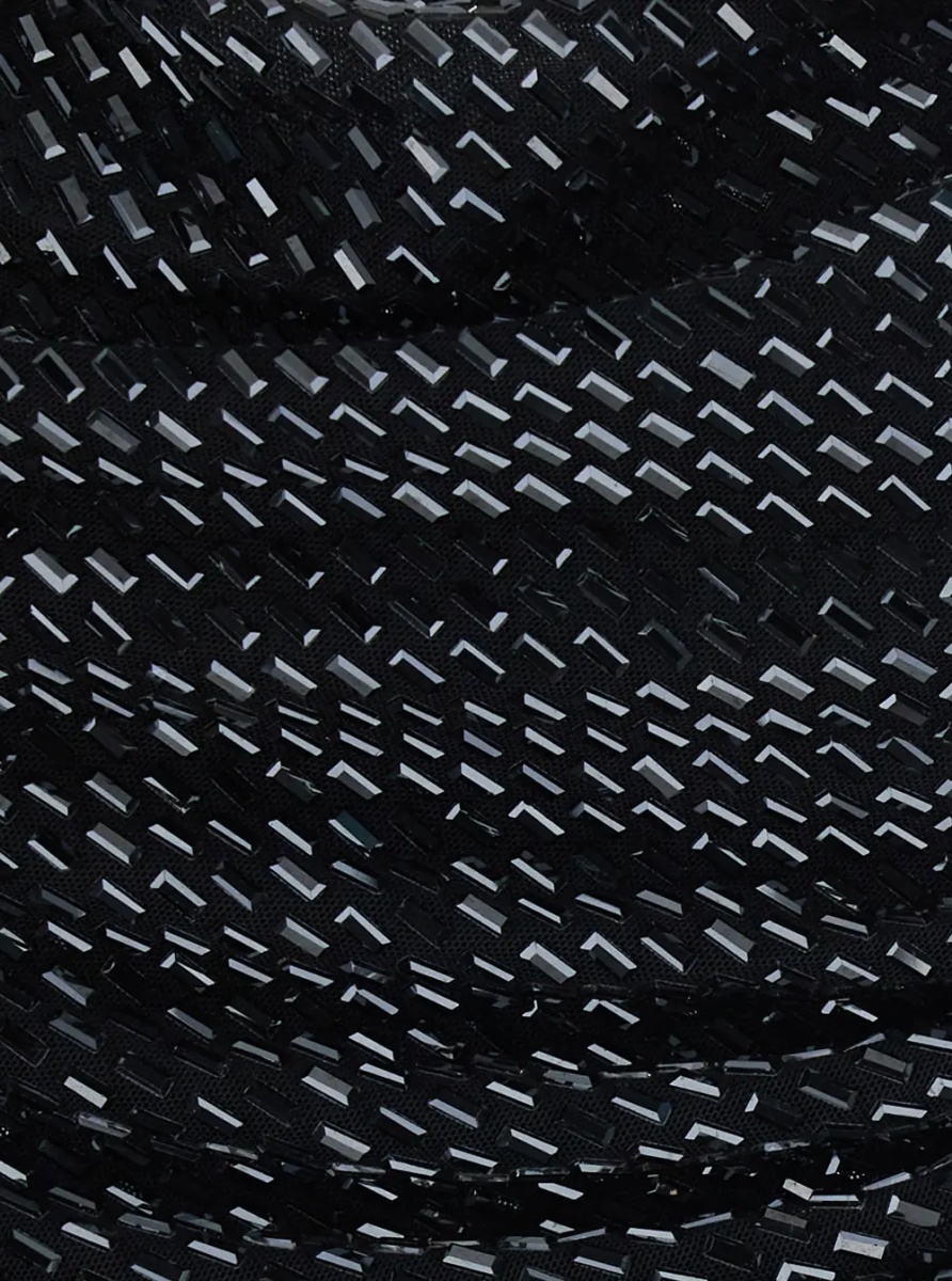Rochii black Long dress with draping and rhinestones in Tech Fabric woman - Img 3