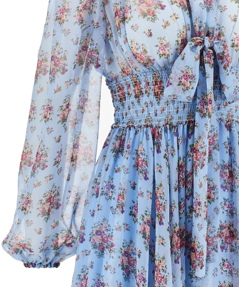 Rochii Bunch of flowers print chiffon midi dress - Img 2