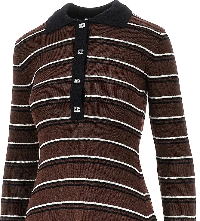 Rochii Knitted short dress with striped motif - Img 2