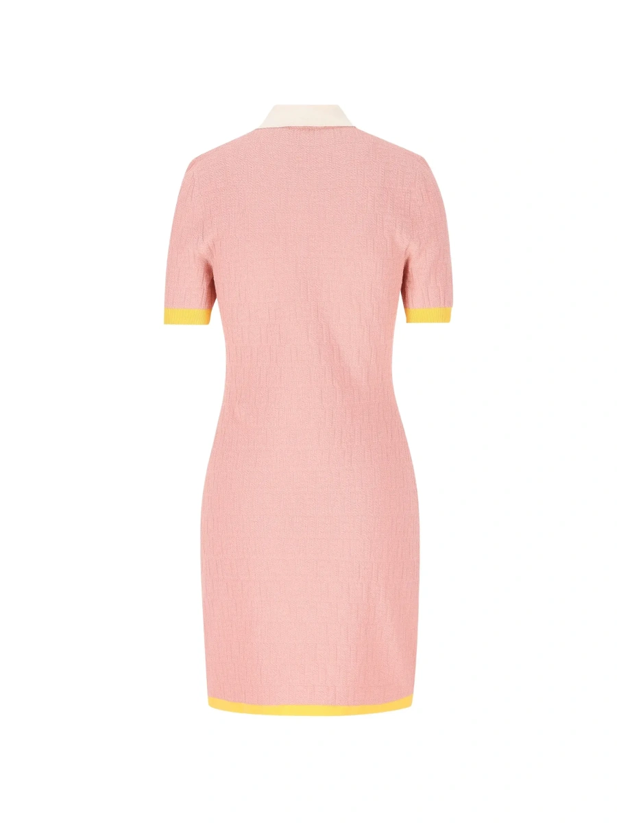 Rochii Pink dress with classic collar in cotton and silk blend for women - Img 4