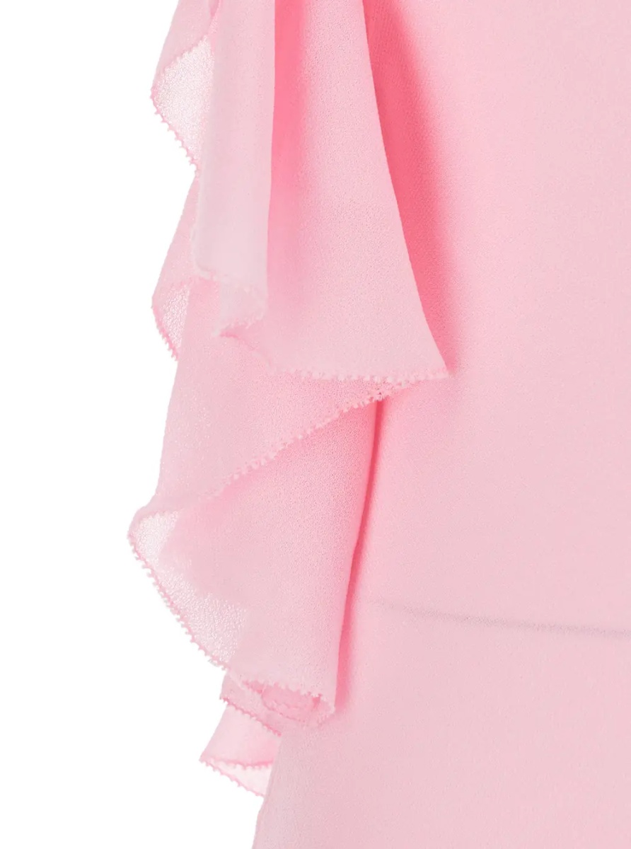 Rochii Pink Long Dress with Ruffles in Georgette for Women - Img 3
