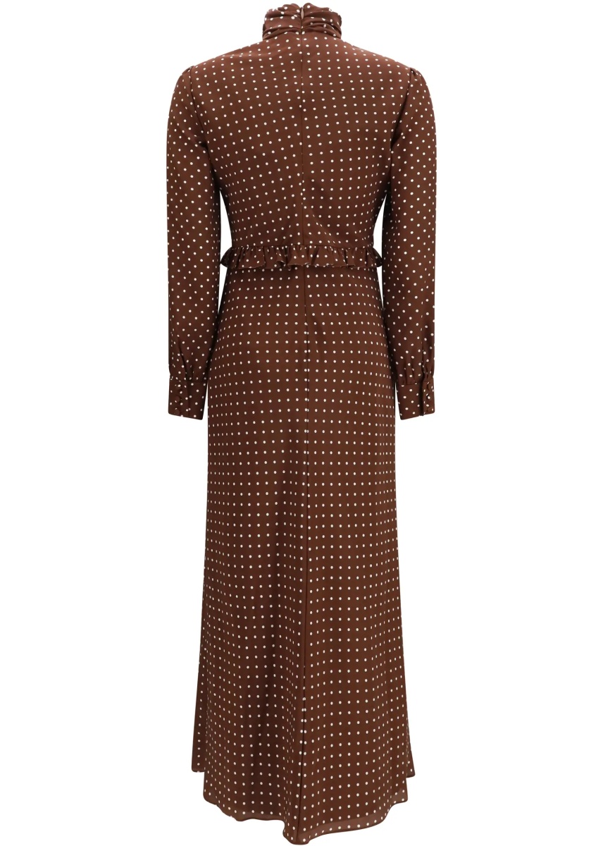 Rochii Polka Dot Silk Crêpe de Chine Midi Dress with bow - Img 2
