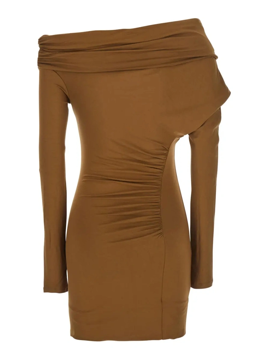 Rochii 'Zoe' Beige Dress with Asymmetrical Design and Draped Detail in Fabric Woman - Img 2