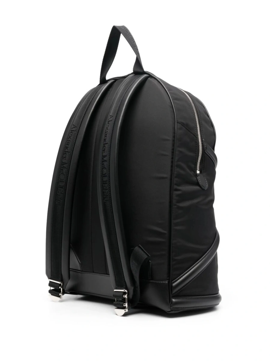 Rucsac Alexander McQueen negru din piele si material textil - Img 3