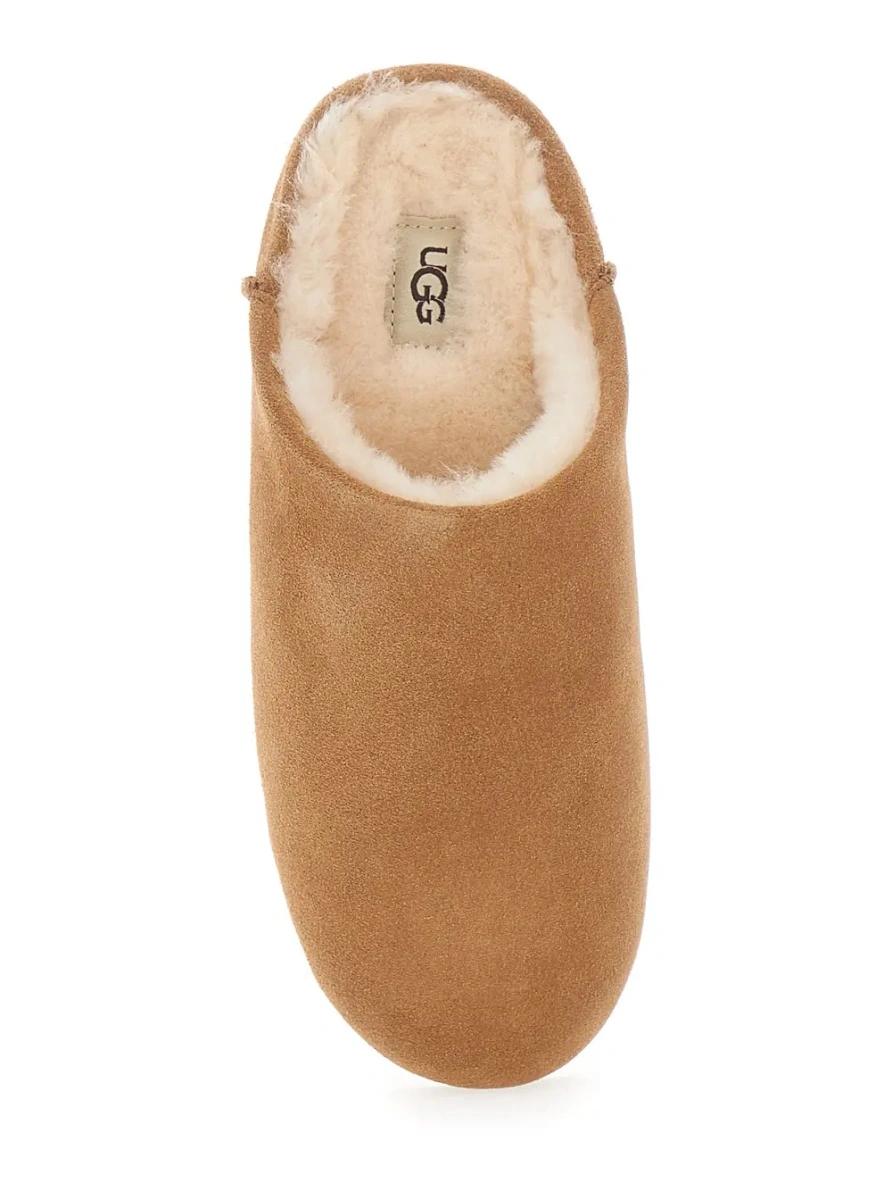 Saboti UGG bej din piele intoarsa si shearling 'Elea' - Img 4