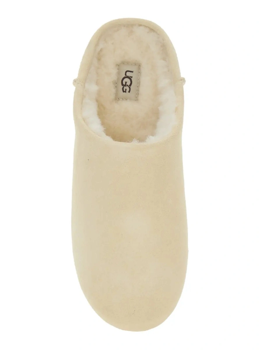 Saboti UGG bej din piele intoarsa si shearling 'Elea' - Img 4