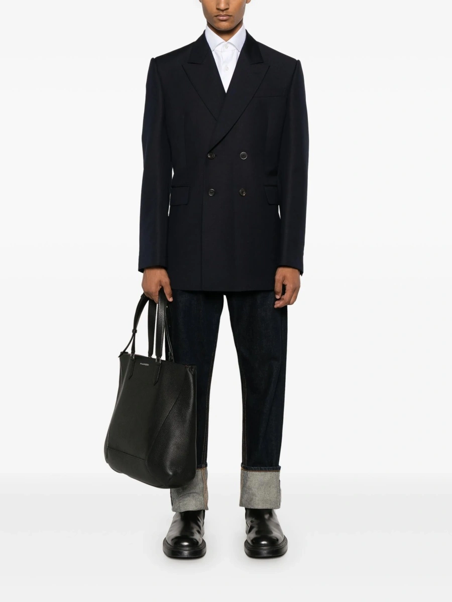 Sacou Alexander McQueen albastru din lana si mohair - Img 2