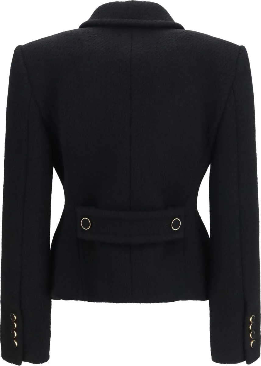 Sacou Cropped single-breasted Blazer with fabric buttons - Img 2