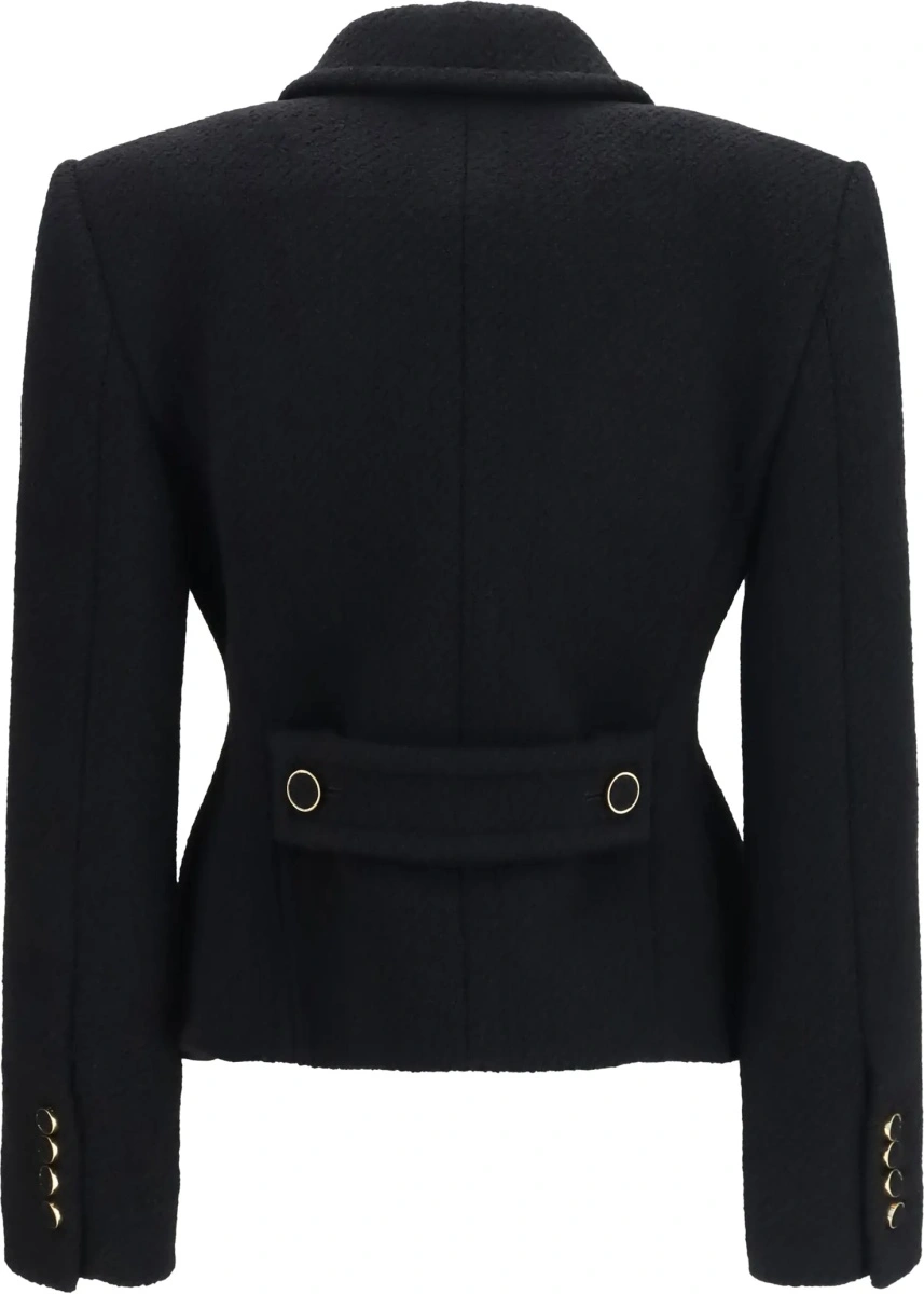 Sacou Cropped single-breasted Blazer with fabric buttons - Img 2