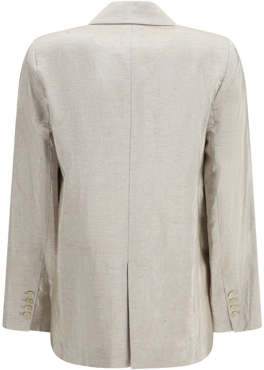 Sacou Double-Breasted Jacket in linen and lurex with jewel buttons - Img 2