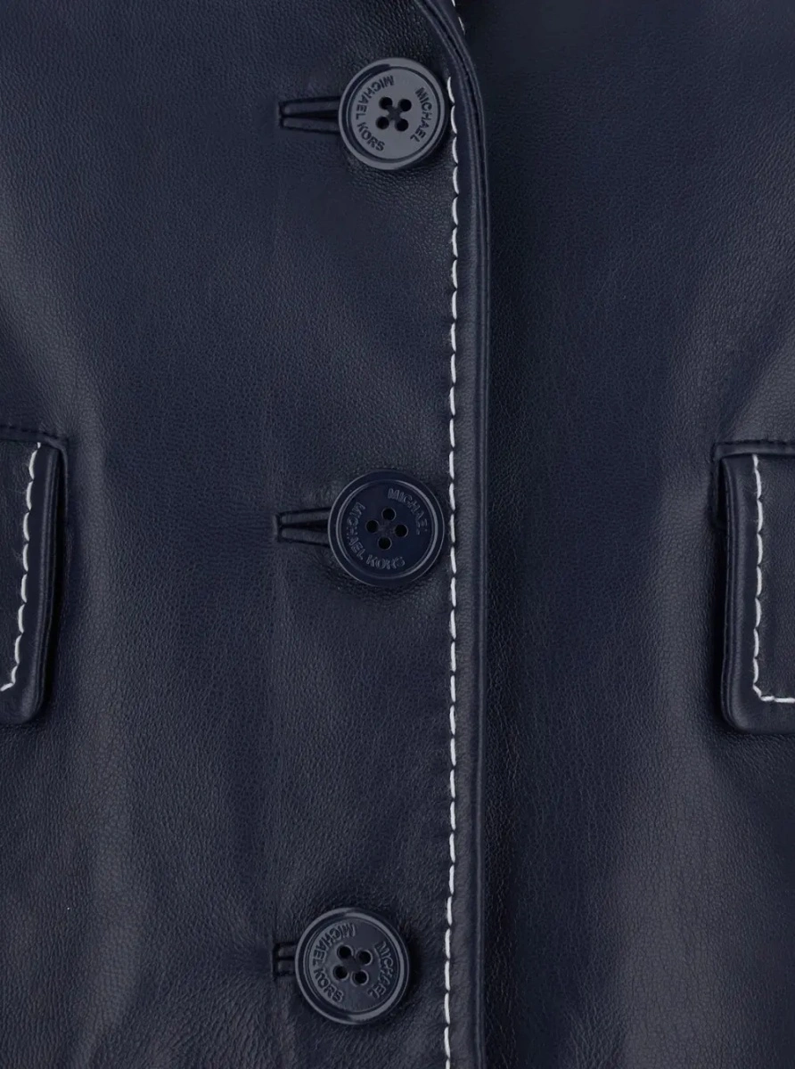 Sacou Michael Kors albastru din piele - Img 3