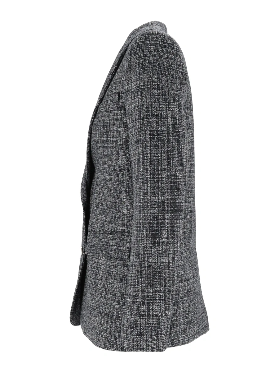 Sacou MOULINE' OVERSIZE BLAZER WITH KNOT BUTTON - Img 2