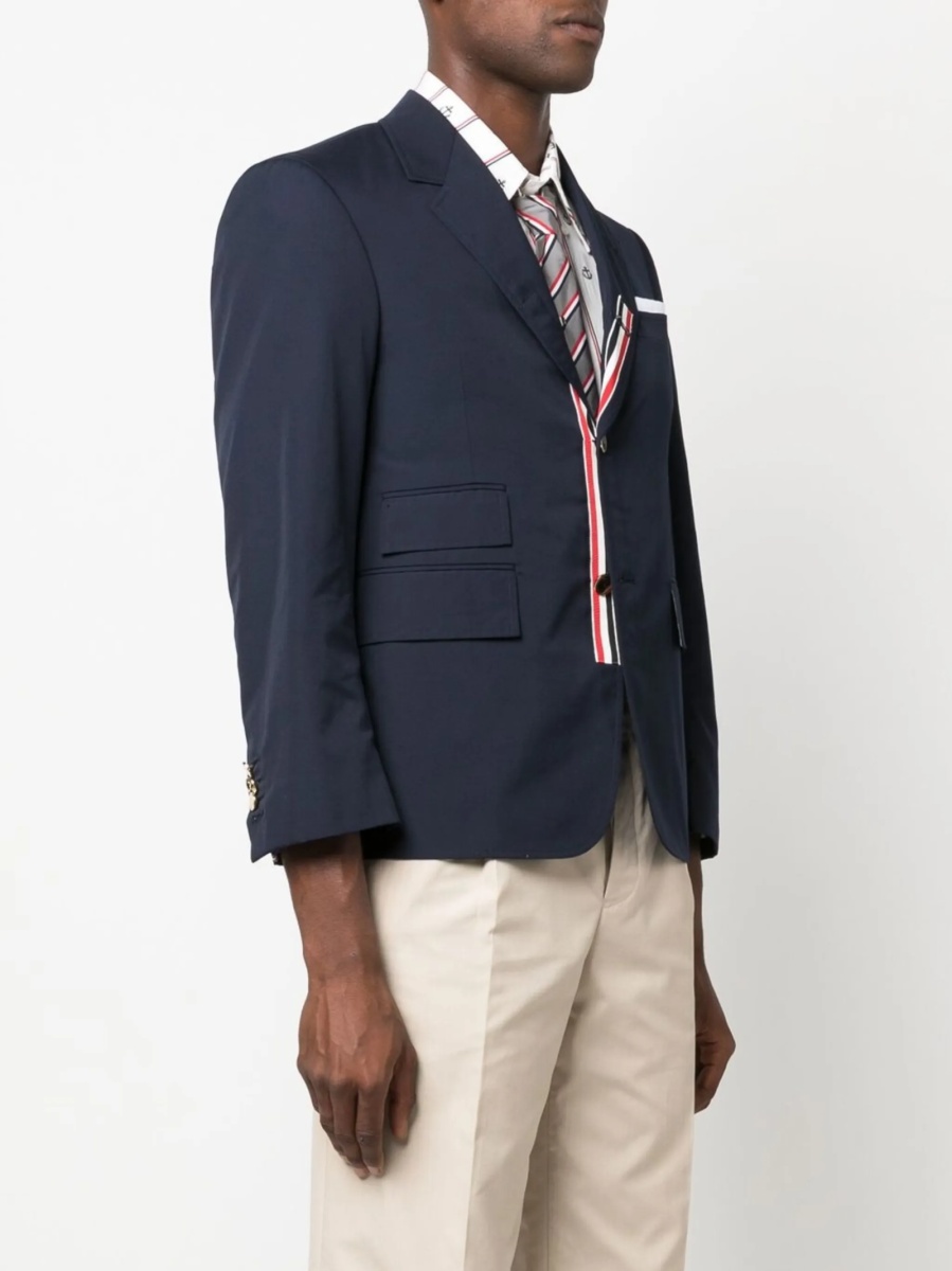 Sacou Thom Browne albastru din polyester si bumbac - Img 3