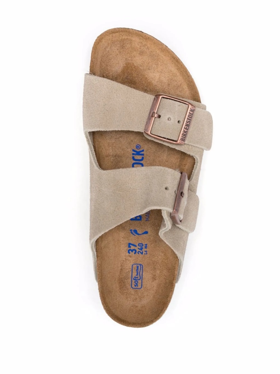Sandale Birkenstock arizona neutre din piele intoarsa - Img 4