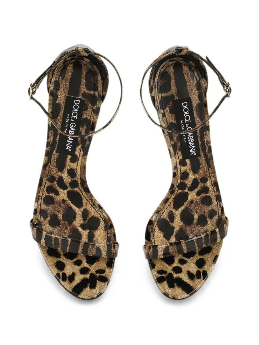 Sandale cu toc Dolce &amp; Gabbana maro din piele - Img 7