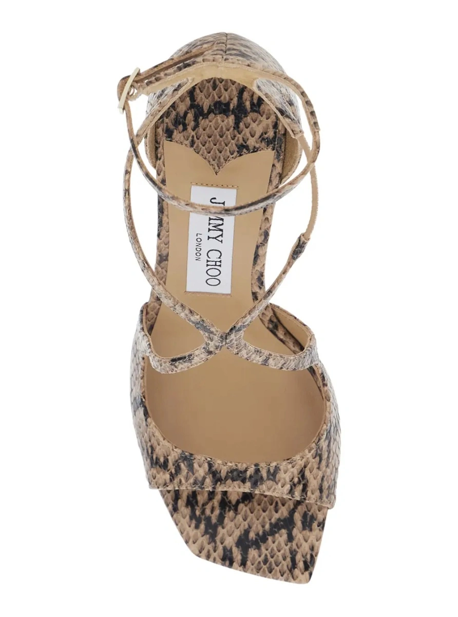 Sandale cu toc Jimmy Choo bej din piele - Img 4