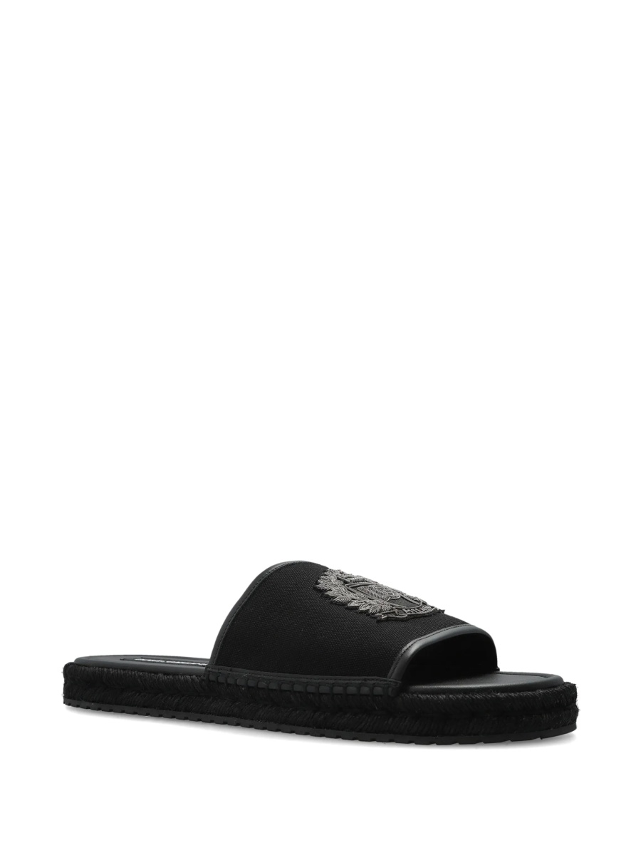 Sandale Dolce &amp; Gabbana negre din piele si bumbac - Img 2