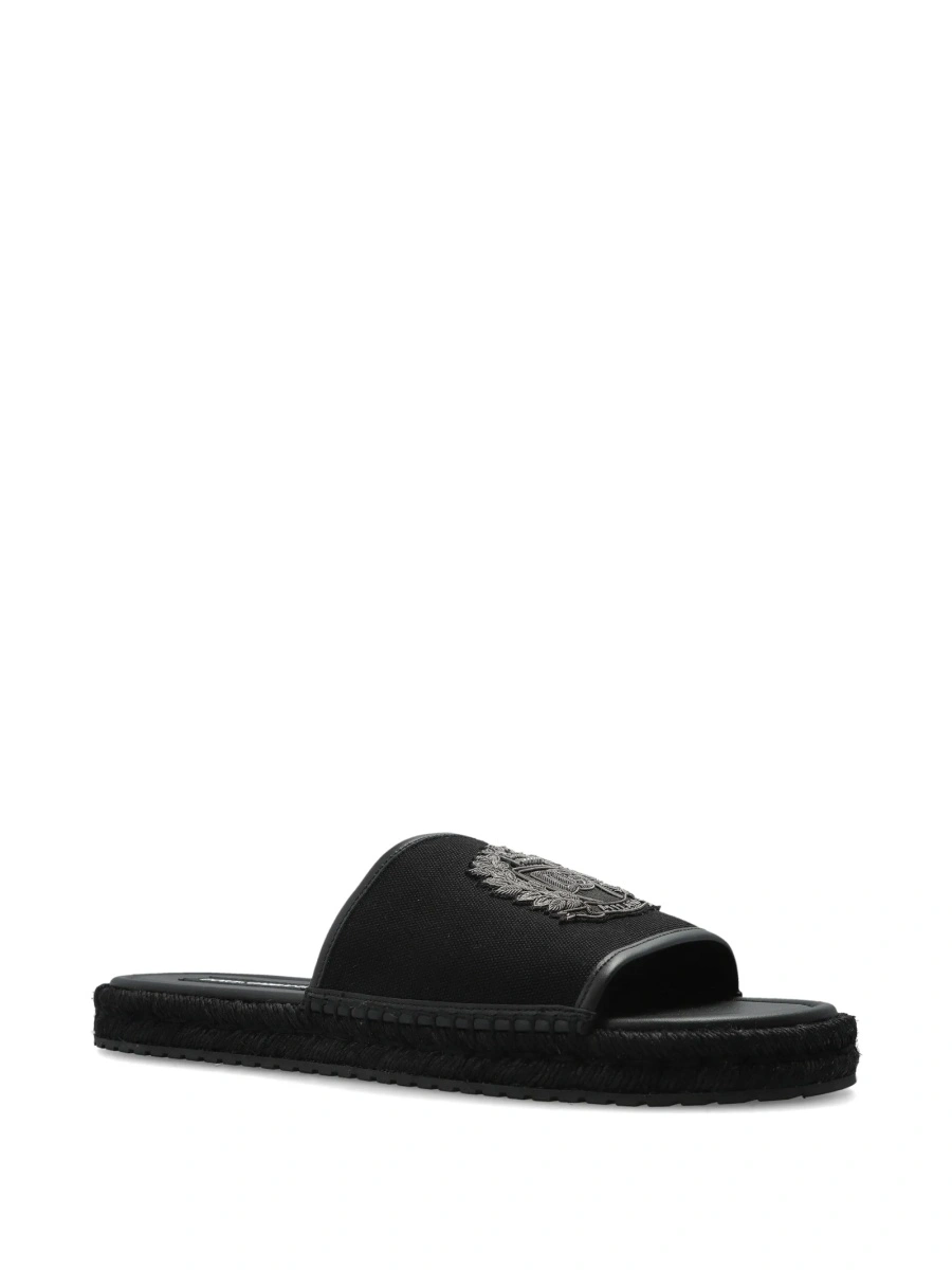 Sandale Dolce &amp; Gabbana negre din piele si bumbac - Img 2