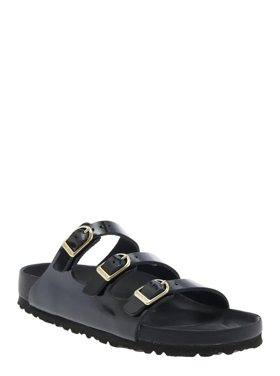 Sandale 'Florida' Black Sandals with Adjustable Buckle and Three Straps in Leather for Women - Img 2
