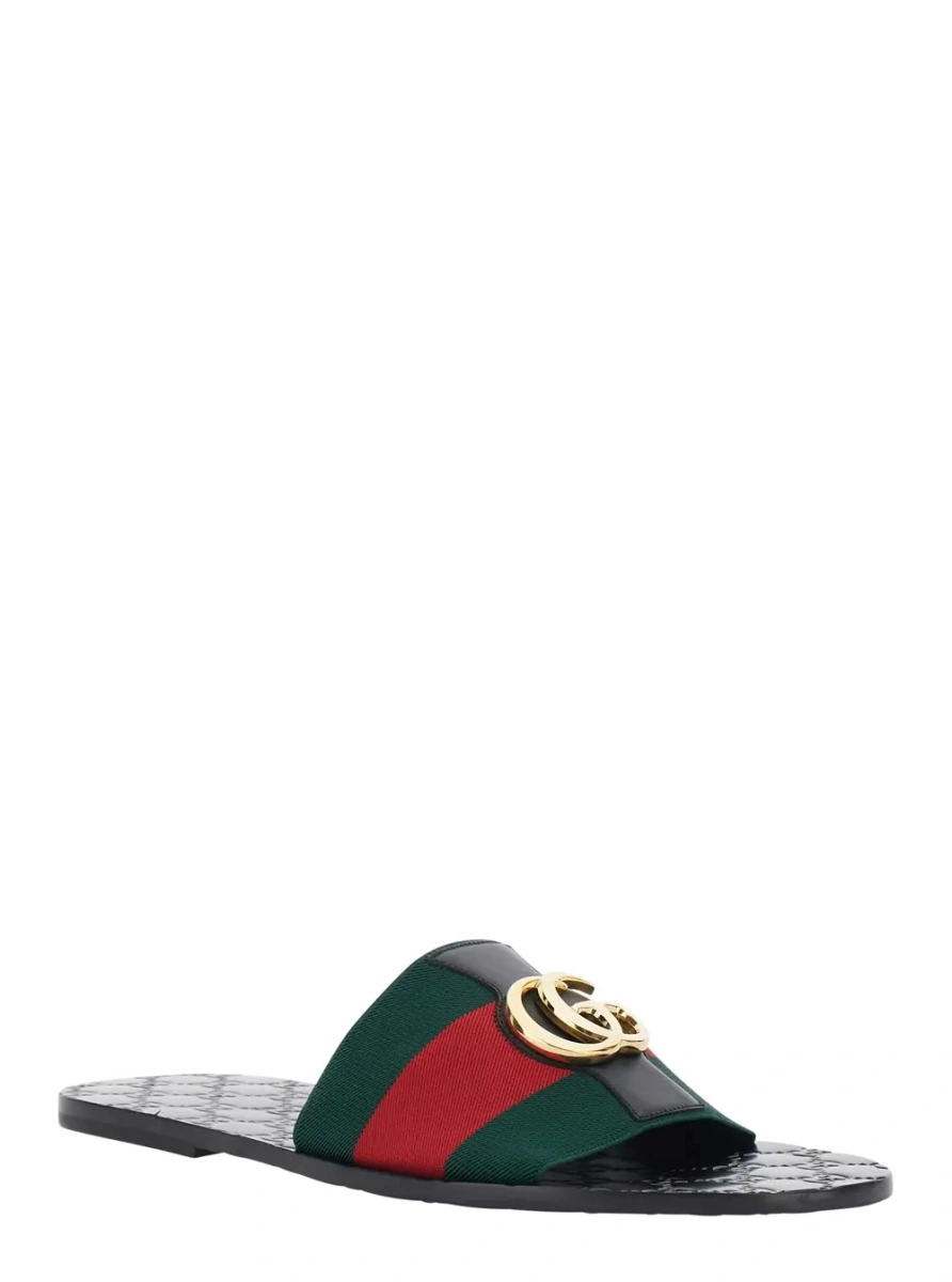 Sandale Gucci negre din piele si material textil - Img 2