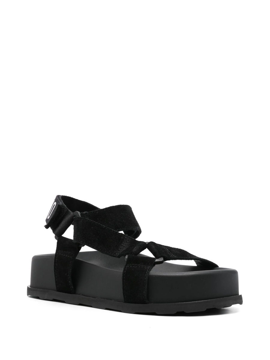 Sandale Moschino negre din piele intoarsa si material textil - Img 2