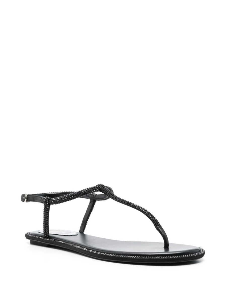 Sandale Rene Caovilla negre din piele si sticla - Img 2