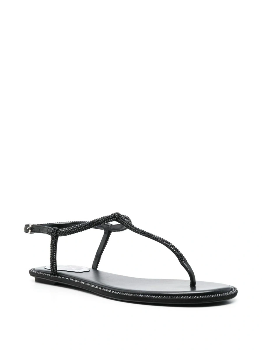 Sandale Rene Caovilla negre din piele si sticla - Img 2