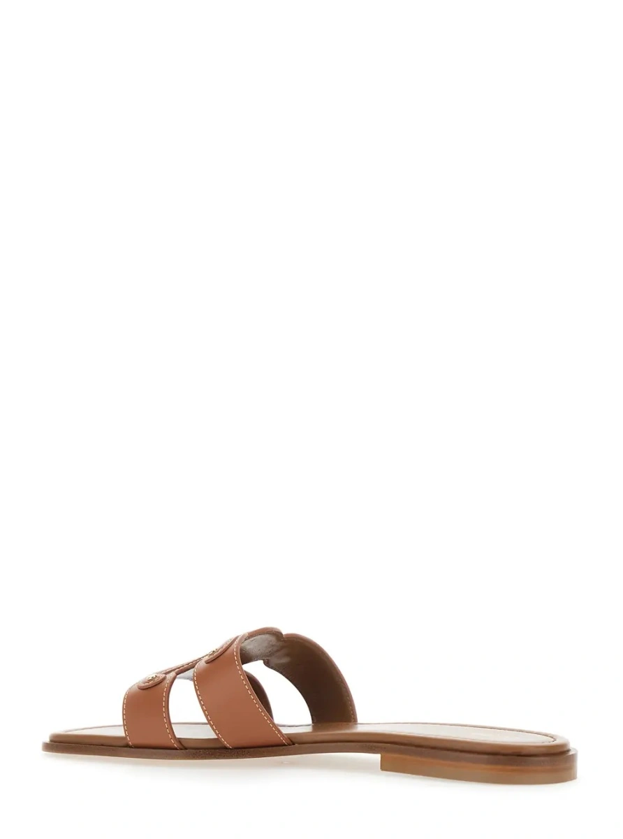 Sandale Round Toe Sandals with Triomphe Patch on the Front in Brown Leather for Women - Img 2