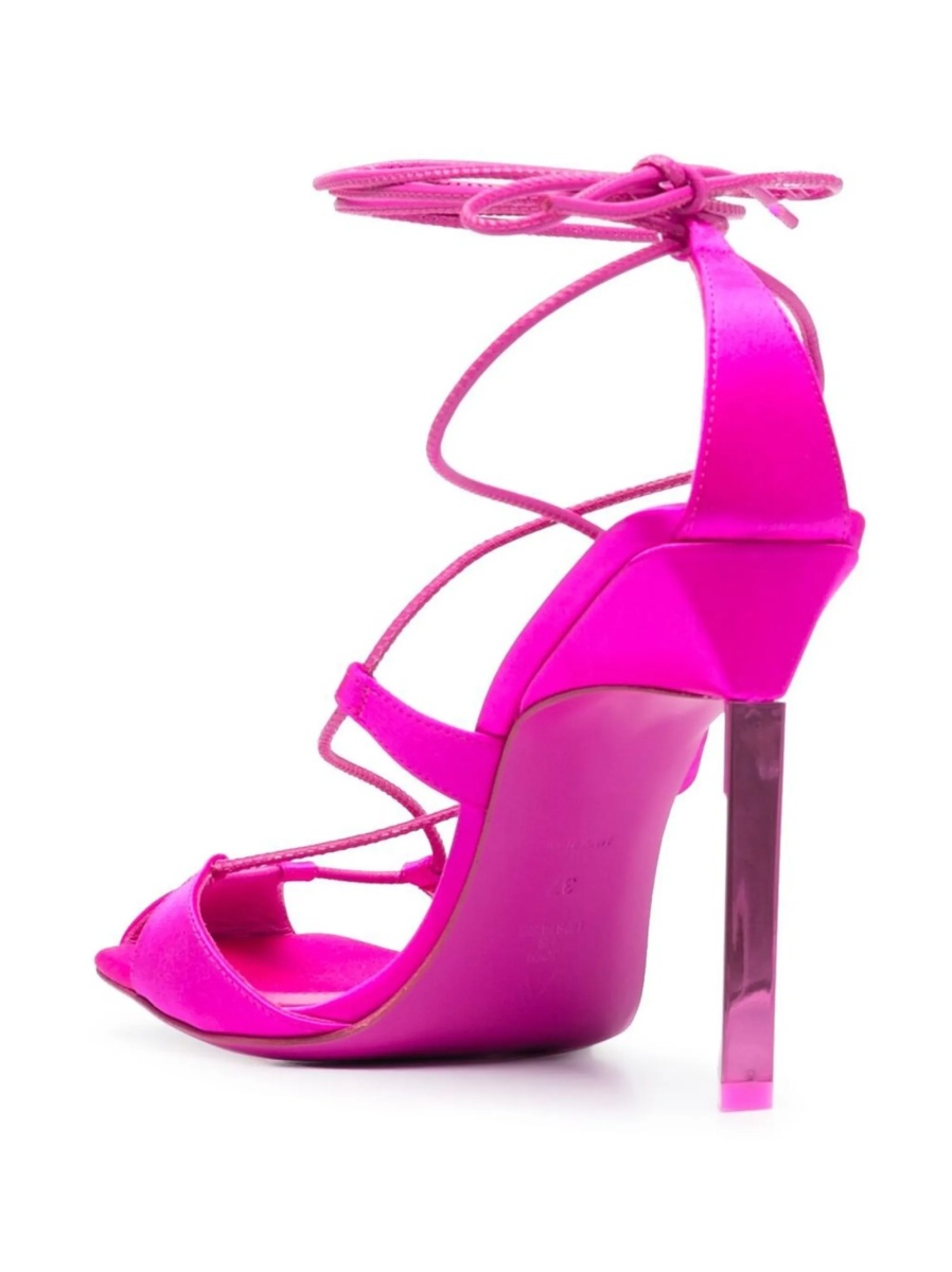 Sandale THE ATTICO roz din piele si material textil - Img 3