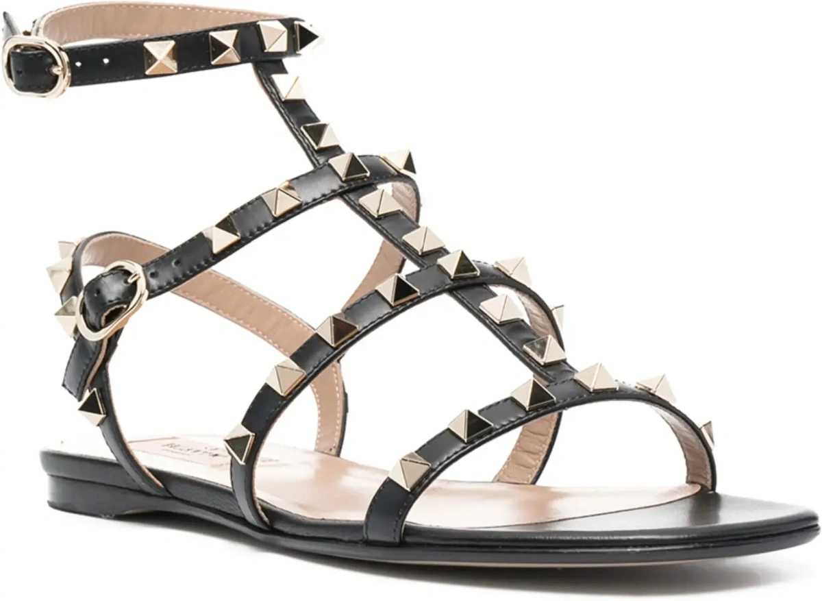 Sandale Valentino Garavani 'Rockstud' negre din piele - Img 4