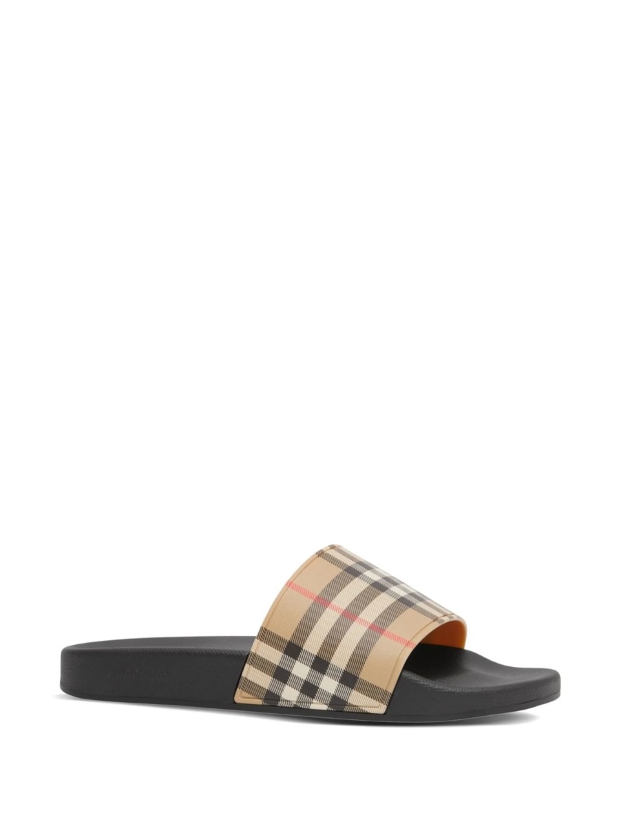 Slapi Burberry vintage check neutri din poliuretan - Img 2