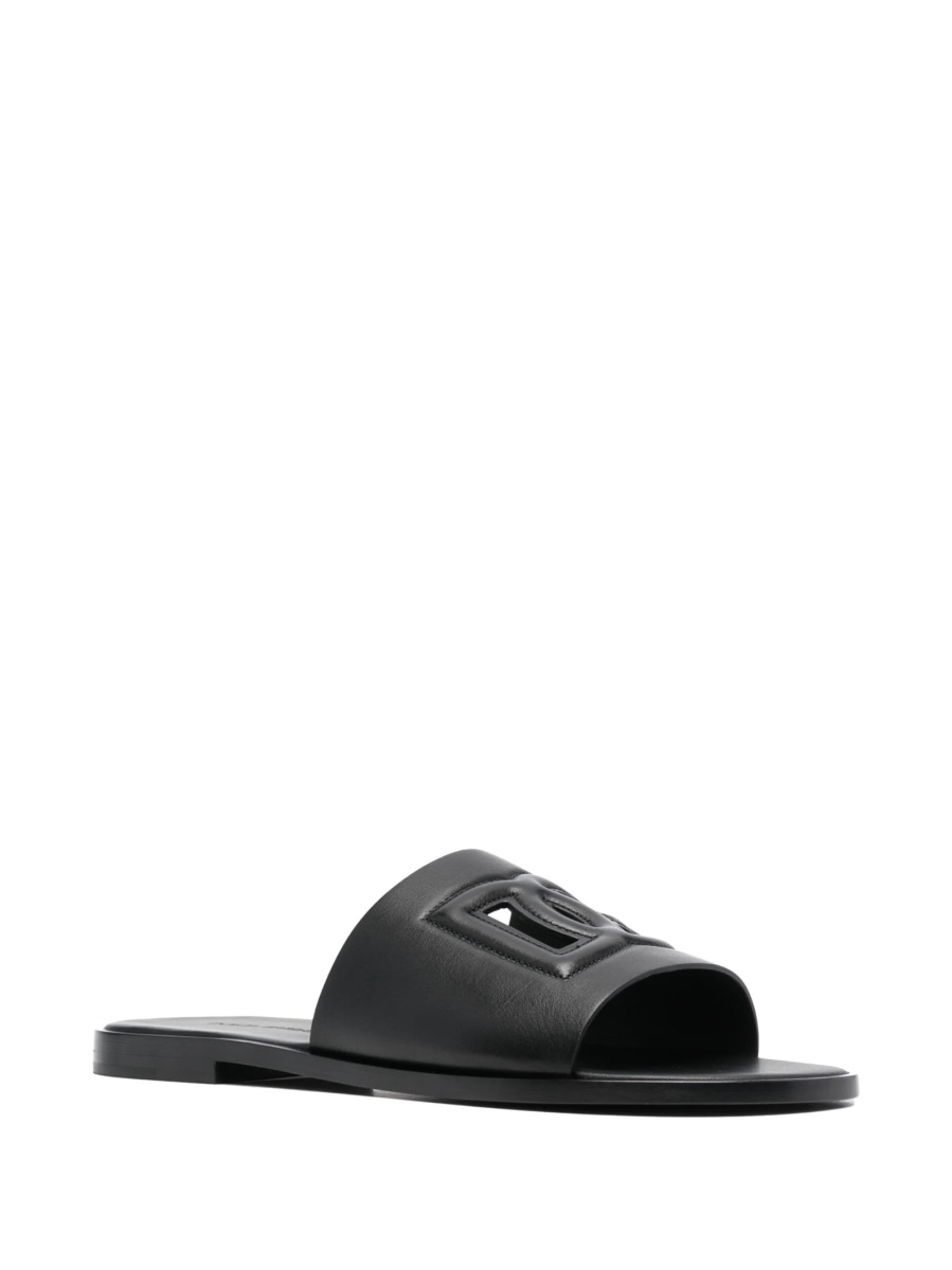 Slapi Dolce &amp; Gabbana negri din piele - Img 2