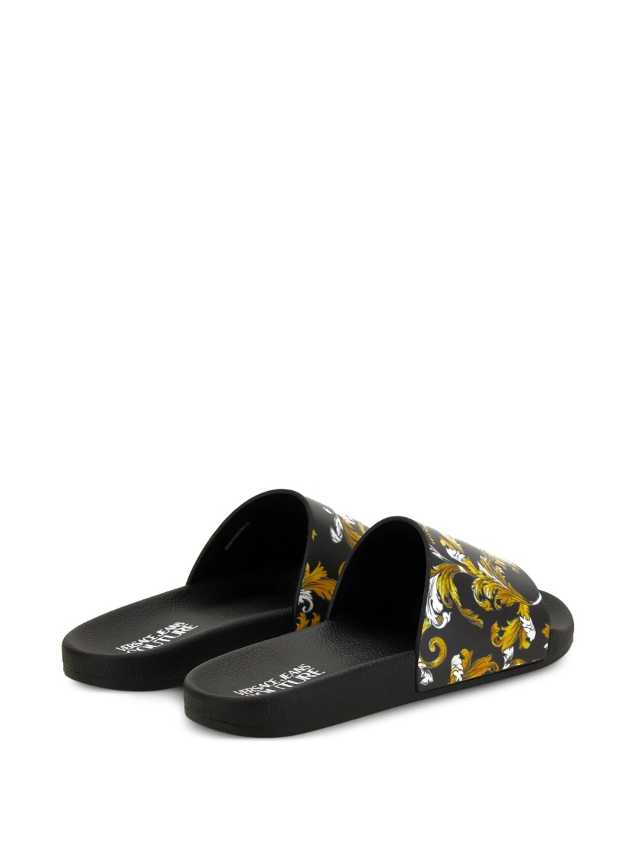Slapi Versace Jeans Couture negri din poliuretan - Img 3