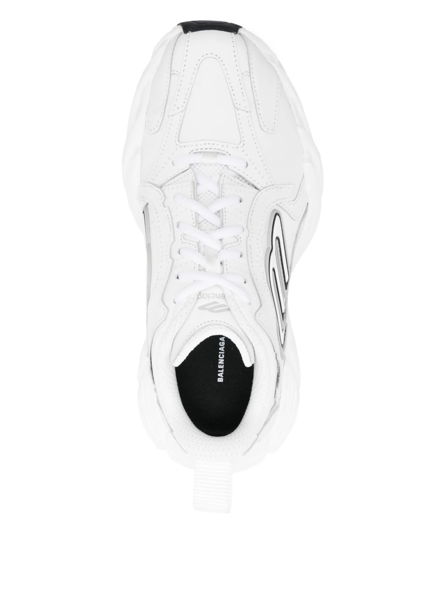 Sneakers Balenciaga albi din piele si material textil - Img 4