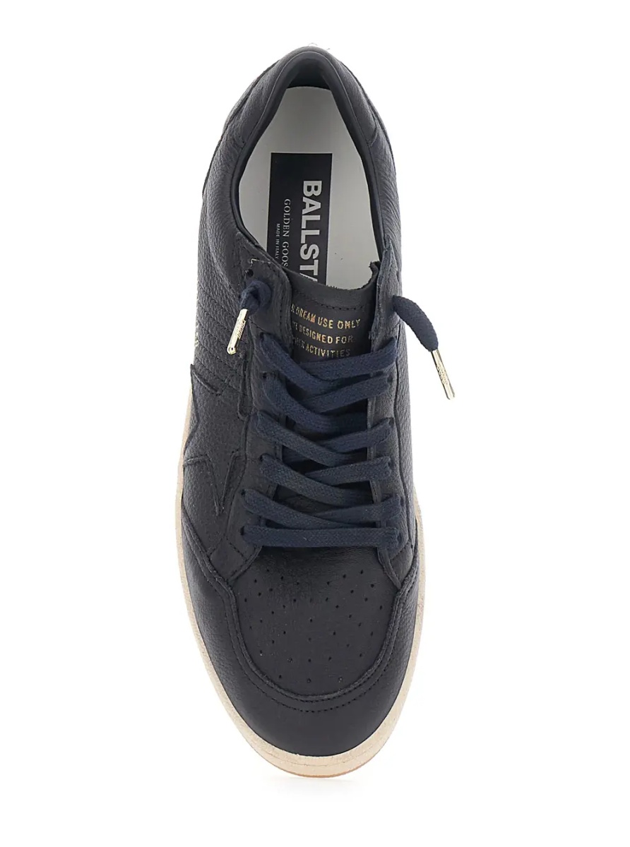 Sneakers 'Ballstar' Blue Low Top Sneakers with star patch on the side in leather for men - Img 4