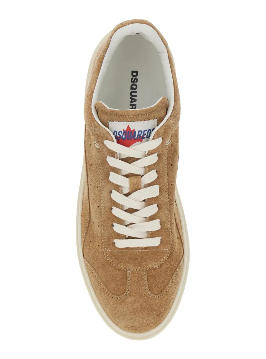 Sneakers Beige Low Top Sneaker with Logo Patch on the Tongue and Logo Lettering on the Heel in Suede for Men - Img 4