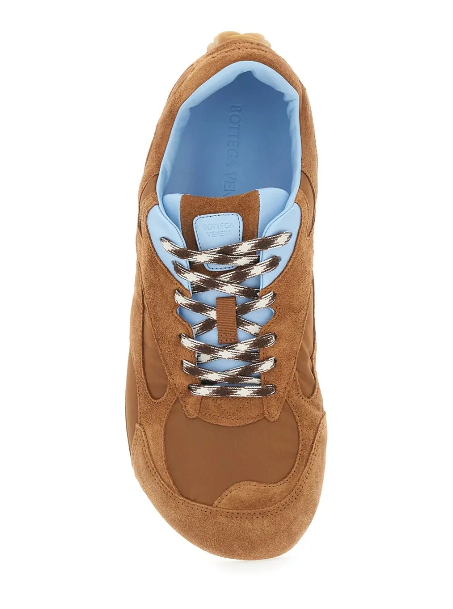 Sneakers Bottega Veneta maro din piele intoarsa si material textil - Img 4