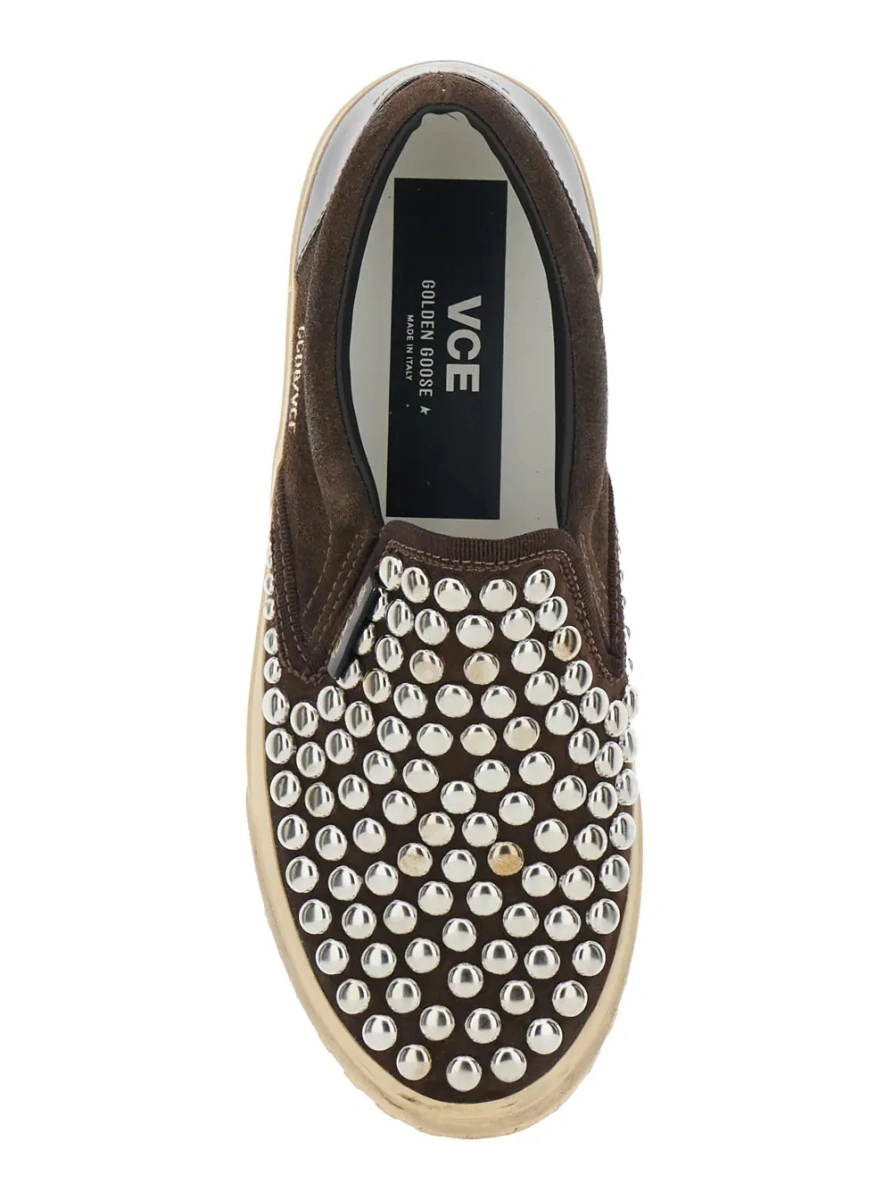 Sneakers Brown Low Top Sneakers with Stud Embellishment in Leather for Women - Img 4