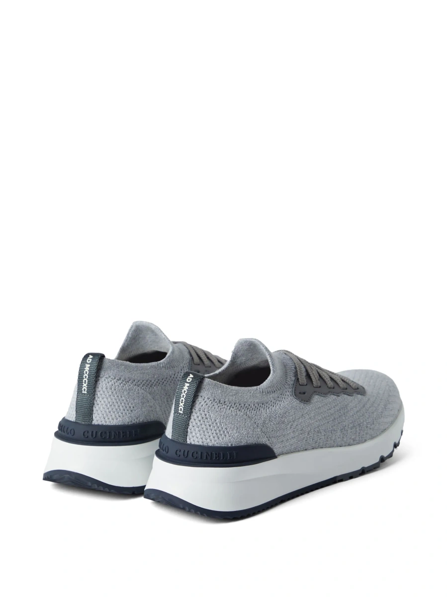 Sneakers Brunello Cucinelli gri din bumbac - Img 3
