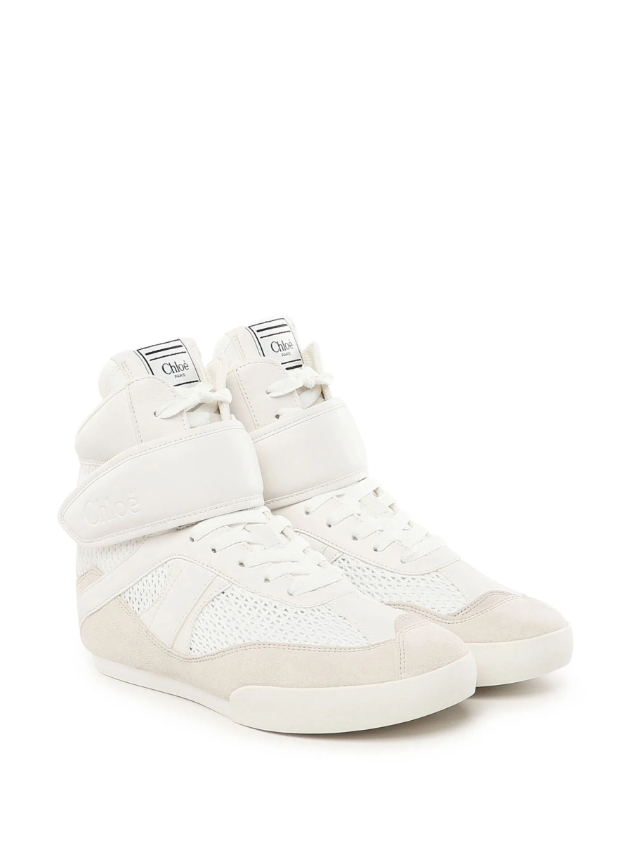 Sneakers Chloe albi din piele intoarsa si polyester - Img 2