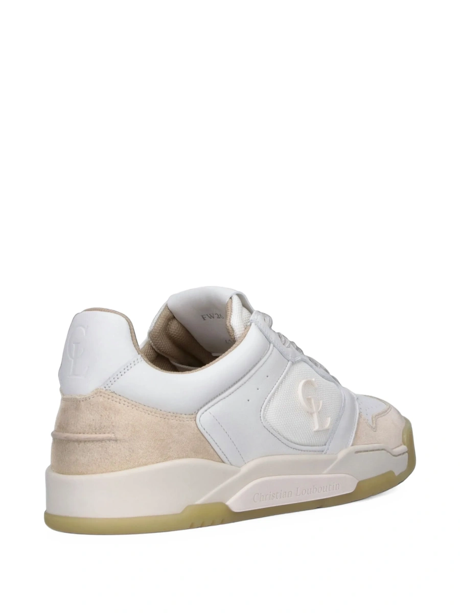 Sneakers Christian Louboutin albi din poliamida si piele - Img 3
