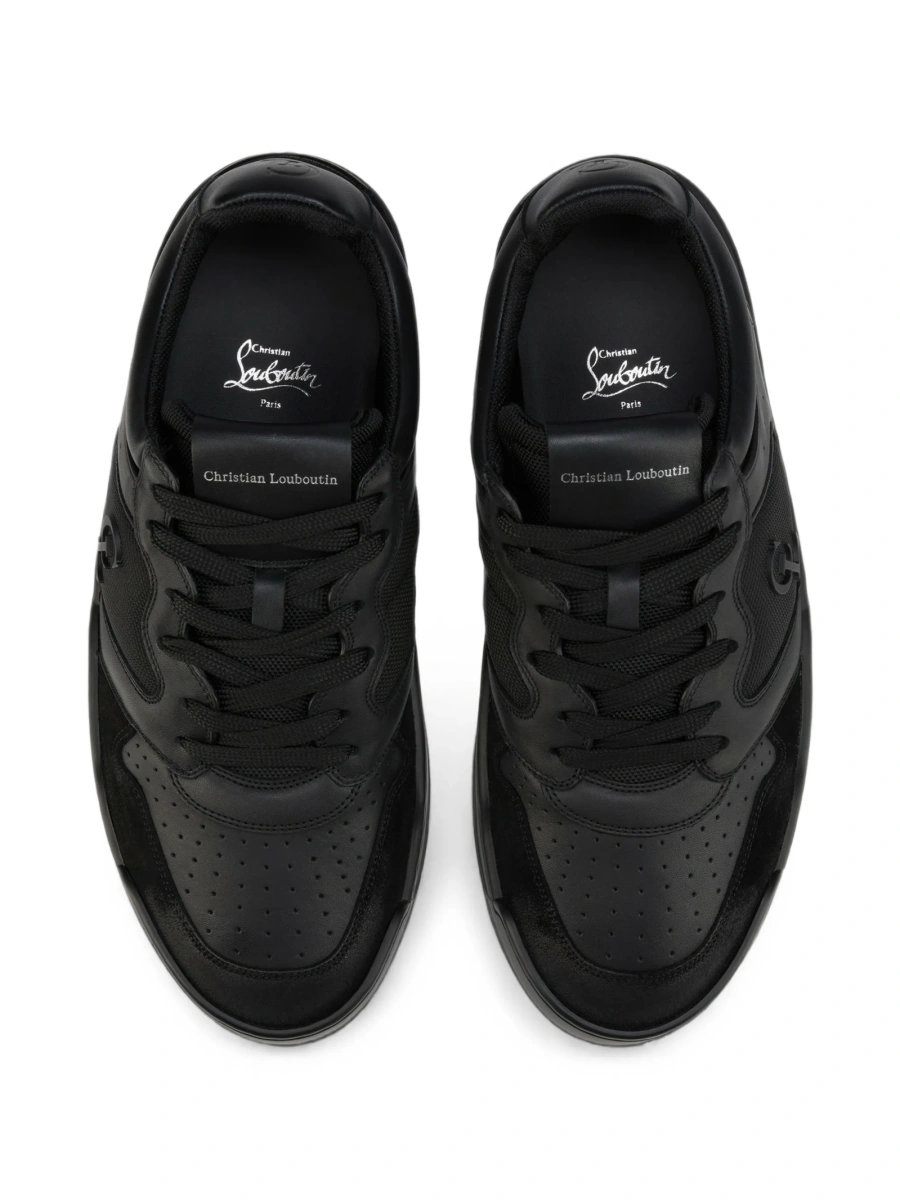 Sneakers Christian Louboutin negri din piele si material textil - Img 4