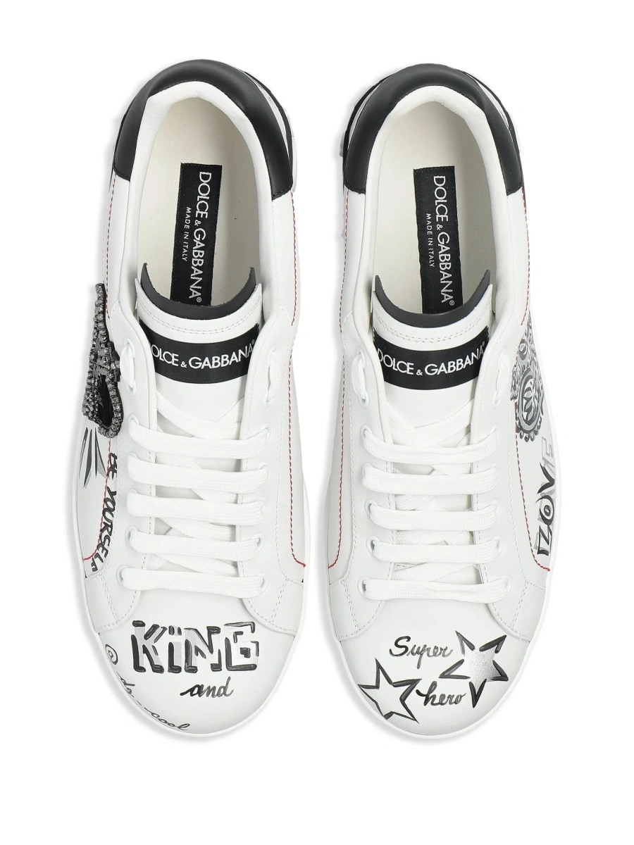 Sneakers Dolce &amp; Gabbana albi din piele - Img 5